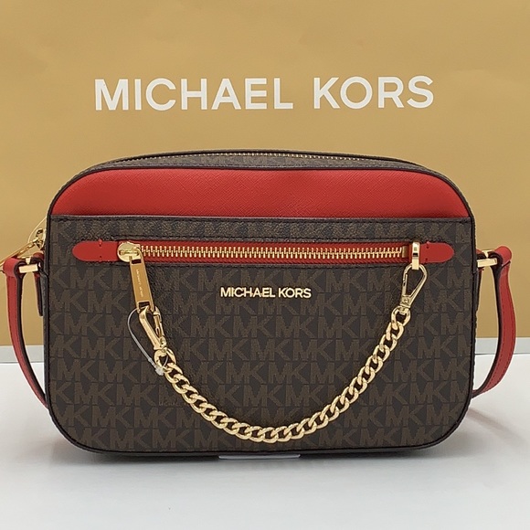 Michael Kors 35S1GTTC9B Jet Set Large Logo Crossbody Bag in Brown